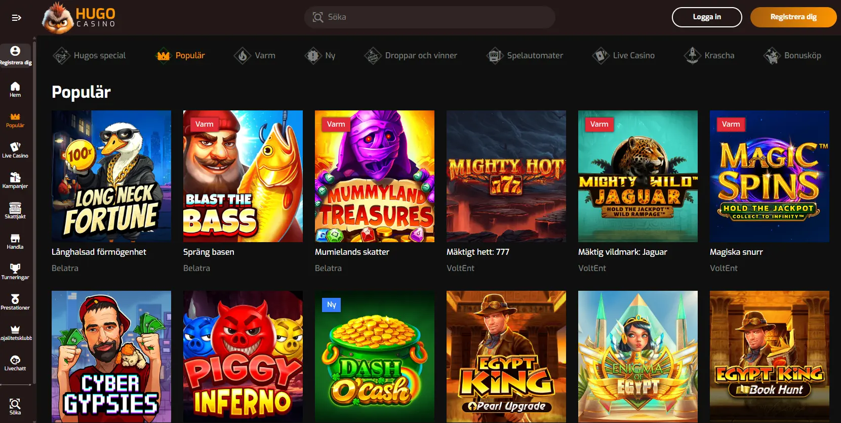 Spelutbud hos casinon utan svensk licens