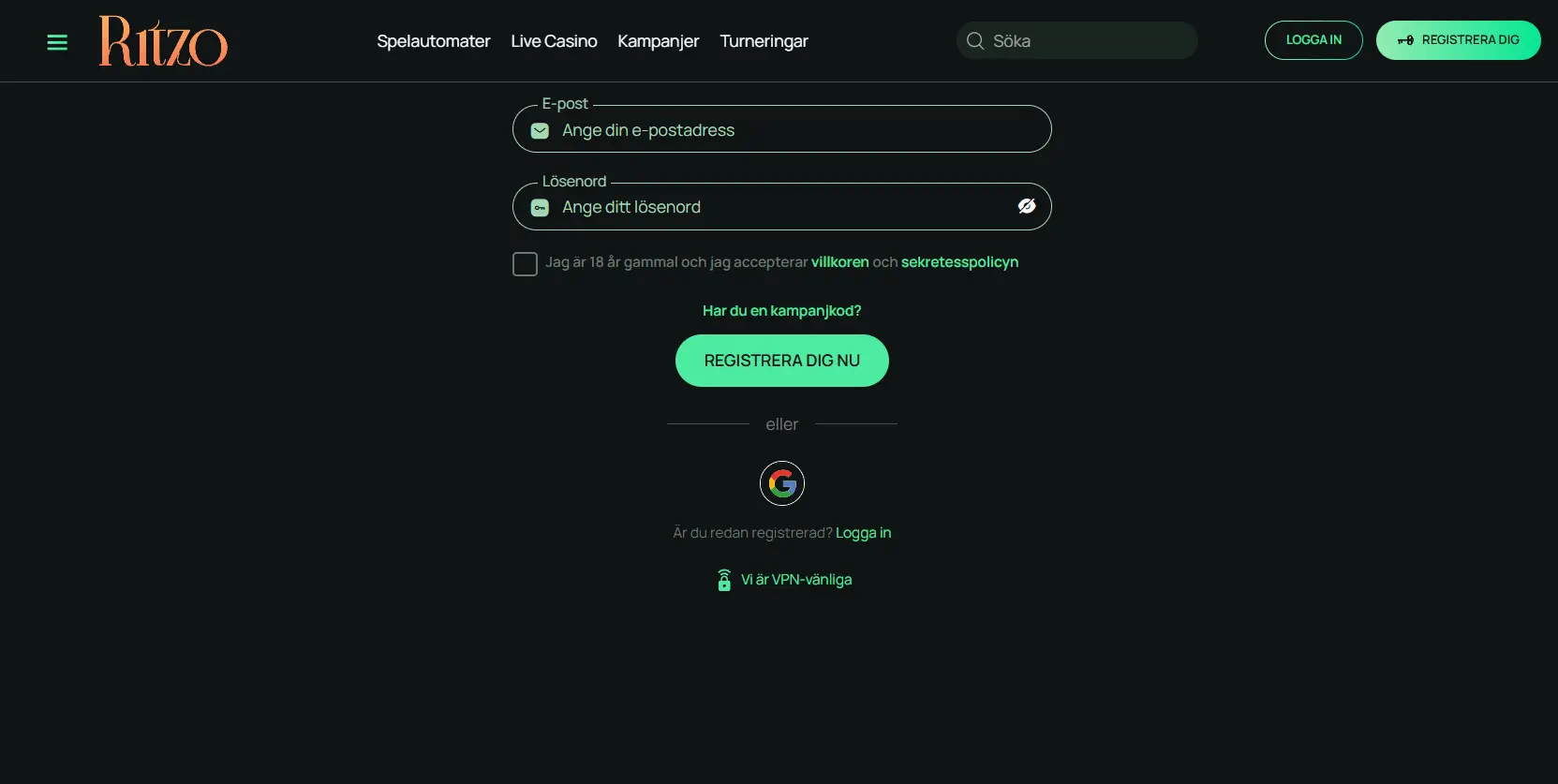 Så registrerar du dig och loggar in på ett casino utan konto med Spelpaus